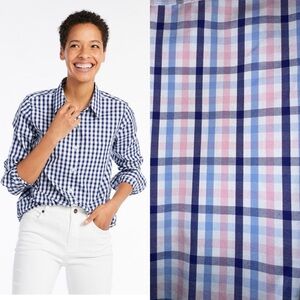 EUC LL bean Women's Cotton Poplin Shirt, pink, blue and white plaid